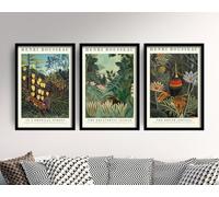 Henri Rousseau Set of 3 Gallery Paintings Equatorial Jungle Art Print Poster 2-3x A3 Poster - Triptych rolled in tubes BensArt Triptych set 3 Three Stretched Mounted Multi Panel Wall Art Classic Pi