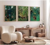 Henri Rousseau Set of 3 Posters Henri Rousseau Wall Print Tropical Decor Floral Wall Art Jungle - 3x A0 Canvas - Triptych mounted on pine frames readu to hang BensArt Triptych set 3 Three Stretched M