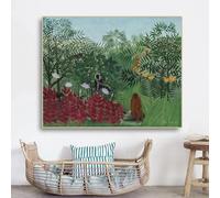 Henri Rousseau " Tropical Jungle " Canvas Prints painting Poster Picture Wall Decor Modern Home Living room Decoration(60x75cm/No Framed)