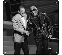 Henri Salvador and Ray Charles at the "Victoires De La Musique",France Vintage Metal Square Tin Sign Movie 12x12 Inch Funny plaques Coffee Club Pub Man Cave Bar Cafe Garage Kitchen Wall Retro Art