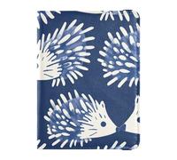 Henri Style Hedgehog Indigo Blue Leather Passport Holder Case Vaccine Card Holder Cover Combo Ultra Slim