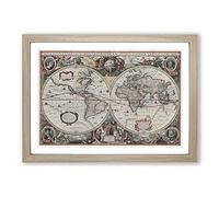 Henricus Hondius II-Vintage World Map Framed Print | A2 Oak Framed Wall Art | Ready to Hang | Classic Map Picture | Living Room Bedroom Lounge Office