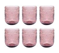 Henrrida 260 Ml Drinking Glasses Set of 6, Vintage Embossed Drinking Glasses, Heavy Duty Glassware Cocktail Glass, Beer, Juice, Wine, Matcha Glass(Sunflower)