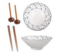 Henrrida 7 in Ramen Bowl Set,Japanese Noodles, Ceramics Salad Bowl,Chinese Bowls and Spoons Set with Chopsticks,Ramen Bowls Set of 4