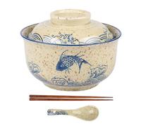 Henrrida Ceramic Ramen Bowl Set with Chopsticks and Spoon, Japanese Style, 750ml Capacity