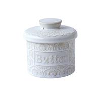 Henrrida French Butter Dish with Lid, Butter Keeper, White Ceramic, Round, Butter Dish