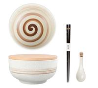 Henrrida Japanese Noodle Crockery Set 1500ml,Large Ceramics Ramen Bowls with Lid Noodle Bowl with Chopsticks and Spoon,Italian Pasta Soup, Salad Bowl