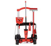 Casdon Henry & Hetty Toys - Henry Cleaning Trolley - Red Henry-Inspired Toy Playset with Mop, Brushes, Dustpan, & Accessories - Kids Cleaning Trolley Set - For Children Aged 3+