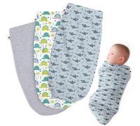 Henry Hunter Swaddle | The Simple Swaddles for Newborn | Soft Stretchy Baby Swaddle and Comfortable Cotton Swaddle Blanket 0-3 Months, Pack of 3 (Dinosaur | Shark | Light Heather)