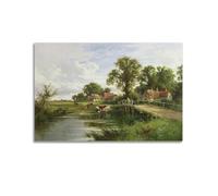 Henry Parker,On The Thames near Marlow,art Prints,Vintage Art,canvas Wall Art,famous Art Prints Canvas Poster Wall Art Decor Living Room Bedroom Decoration Posters 12x18inch(30x45cm) Unframe-style