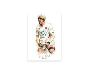 Henry Pollock England Rugby Player Watercolour Wall Art Print, A4