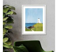 Henry Rivers Anglesey Twr Mawr Lighthouse Framed Art White