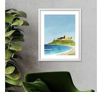 Henry Rivers Northumberland Bamburgh Castle Framed Art White