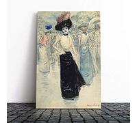 Henry Somm Woman on Paris Street Canvas Print | Gallery Wrapped 30mm Frame Wall Art | 24x16 inches | Ready to Hang | Modern Cityscape Picture | Living Room Bedroom Lounge Office