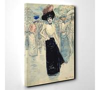 Henry Somm Woman on Paris Street Canvas Print | Gallery Wrapped 30mm Frame Wall Art | 30x20 inches | Ready to Hang | Modern Cityscape Picture | Living Room Bedroom Lounge Office