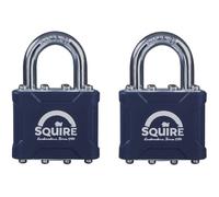 Henry Squire - 35T Stronglock Card (2) Padlocks 38mm Open Shackle Keyed