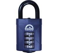 Squire Heavy Duty Padlock (CP50) - Toughest Steel Shackle - 4 Wheel Combination Padlock - Alloy Steel for Corrosion Resistance - Weatherproof Lock for Home, School & Garage (Blue, 50 mm)