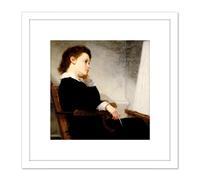 Henry Story The Young Artist 1873 Painting 8X8 Inch Square Wooden Framed Wall Art Print Picture with Mount Artery8 White One Size