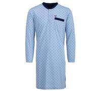 Henry Terre Men's Long-Sleeved Compass Nightdress with Chest Pocket Button Placket Size M-3XL, lightblue, M