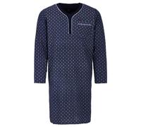 Henry Terre Men's Long-Sleeved Nightdress with Diamond Pattern, Chest Pocket, Button Placket, M-3, navy, XXL
