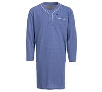 Henry Terre Men's Long-Sleeved Nightdress with Prong Pattern Chest Pocket Button Placket Size M-3XL, blue, XXL