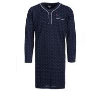 Henry Terre Men's Long-Sleeved Nightdress with Prong Pattern Chest Pocket Button Placket Size M-3XL, navy, XL