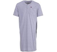 Henry Terre Men's Nightdress Short Sleeve Chest Pocket Crew Neck Button Placket M-XXL Sleep Shirt, gray, XL