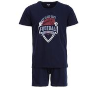 Henry Terre Men's Shorty Paul Football Pyjama Set M-5XL Cotton Shorts & Short Sleeve Shirt Sporty Design Summer Pyjamas, navy, 4XL
