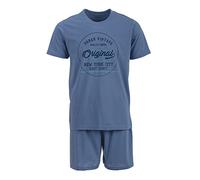 Henry Terre Men's Shorty Vintage Plus Size Cotton Pyjama Set, blue, 5XL