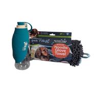 Henry Wag Blue Pet Water Bottle & Noodle Glove Towel Combo