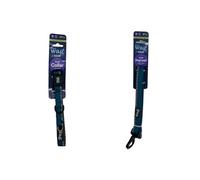 Henry Wag Small Standard Collar & Small Lead Combo - Adjustable, Reflective, Soft-Feel Fabric, Sustainable, Teal & Black