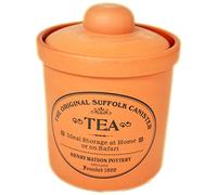 Henry Watson - Airtight Tea Canister - Terracotta, Made in England - 11cm x 16cm The Original Suffolk Collection, Hand Turned Ceramic Lid.