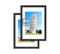 Henrycares 2 Pack A4 Picture Frames Black, Photo Frame 21x29.7 cm Wall Mountable, Poster Frame for Landscape or Portrait Display