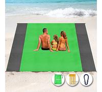 Henrycares Beach Blanket Picnic Blanket, Extra Large 300 x 275cm Sandproof Waterproof Beach Mat with 4 Stakes for 7-10 Adults, Summer Essentials Outdoor Blanket for Travel Camping Hiking Picnic(Green)