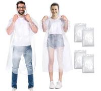 Henrycares Waterproof Rain Ponchos Adult, 4pcs Disposable Clear Raincoats for Women and Men Emergency, 150cm with Hood and Sleeves, for Outdoor Concert, Theme Park, Sports Events, Camping, Hiking