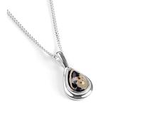 HENRYKA 925 Dalmatian Jasper Necklace in Sterling Silver, Animal Print Jewellery, Animal Lover Gift, Classic Minimal Teardrop Necklace