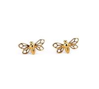 HENRYKA 925 Sterling Silver & 24 Ct Gold Plate Miniature Bee Stud Earrings | Honey-Bee Insect Jewellery | Bumble-Bee Gifts