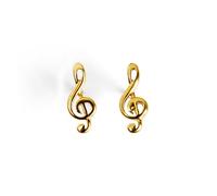 HENRYKA 925 Sterling Silver & 24ct Gold Plate Treble Clef Stud Earrings | Music Note Earrings | Musical Jewellery | Music Gifts