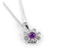 HENRYKA 925 Sterling Silver and Natural Gemstone Daisy Necklace | Flower Bridesmaid Jewellery | Gifts for Girlfriend, Sister, Mum