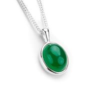 HENRYKA 925 Sterling Silver & Green Onyx Classic Oval Necklace | Minimal Pendant | Birthstone Gifts | Hypoallergenic Women's Jewellery with Gift Box