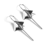 HENRYKA 925 Sterling Silver Manta Ray Stingray Hook Earrings | Sea-Life Jewellery | Fish Dangle Drop Earrings | Ocean Gifts