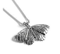HENRYKA 925 Sterling Silver Moth Necklace | Insect Pendant | Boho Jewellery | Hypoallergenic Women's Jewellery with Gift Box