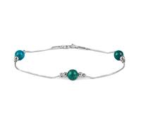 HENRYKA 925 Sterling Silver & Natural Turquoise Gemstone Bracelet | Boho Style Snake Chain Beaded Bracelet | Unique Summer Jewellery & Holiday Fashion Accessory for Teenage Girls & Women