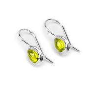 HENRYKA 925 Sterling Silver & Peridot Teardrop Hook Earrings | Drop Dangle Earrings | August Birthstone Fashion Accessory & Jewellery Gift for Her & Women