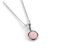 HENRYKA 925 Sterling Silver & Peruvian Pink Opal Round Charm Necklace | Minimal Pendant | Bridesmaid Jewellery | Hypoallergenic Women's Jewellery with Gift Box