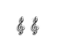 HENRYKA 925 Sterling Silver Treble Clef Stud Earrings | Music Note Earrings | Musical Jewellery | Music Gifts