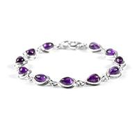 HENRYKA Amethyst and 925 Sterling Silver Teardrop Bracelet, Natural Gemstone, Good Luck Bracelet, February Birthstone Gift, Bridesmaid Jewellery