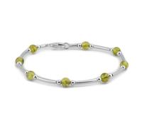 HENRYKA Bead Tube Bracelet in 925 Sterling Silver and Peridot | Gemstone Bangle | Statement Solo Stacking Bangle | Gift for Her