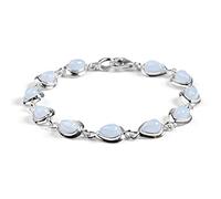HENRYKA Blue Lace Agate Sterling Silver Teardrop Link Bracelet, Natural Gemstone, Good Luck Bracelet, Green Bracelet, Bridesmaid Jewellery, Birthstone Gift