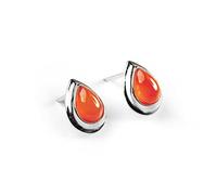 HENRYKA Carnelian 925 Sterling Silver Stud Teardrop Earrings | Essential Simple Minimal Natural Gemstone Earrings | Bridesmaid Jewellery | Birthstone Gift